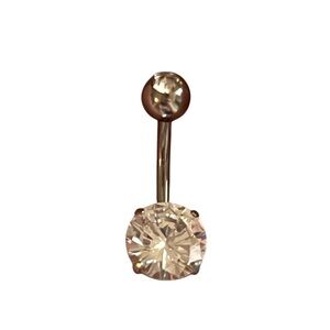 NWT 14G 316L Stainless Steal Sparkly Diamond Belly Button Ring - Hypoallergenic